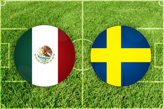 Illustration for Football match Mexico vs Sweden