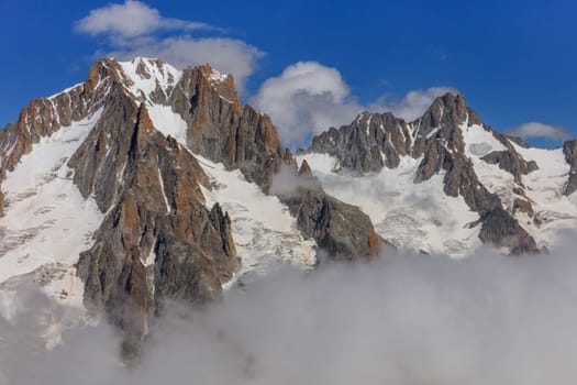 Mont Blanc mountain. View from Grands Montets (3275m), France