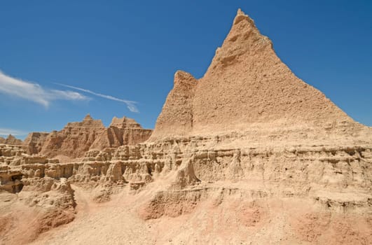 Stark Formations in the Badlands in Badlands National Park in South Dakota