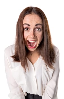 Casual young woman isolated in a white background