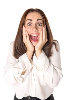 Casual young woman isolated in a white background