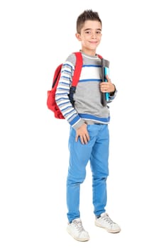 Young boy posing ready to go back to school