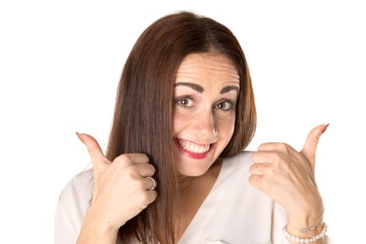 Casual young woman isolated in a white background