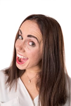 Casual young woman isolated in a white background