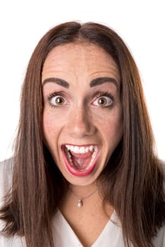 Casual young woman isolated in a white background