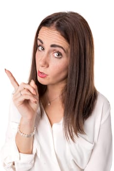 Casual young woman isolated in a white background