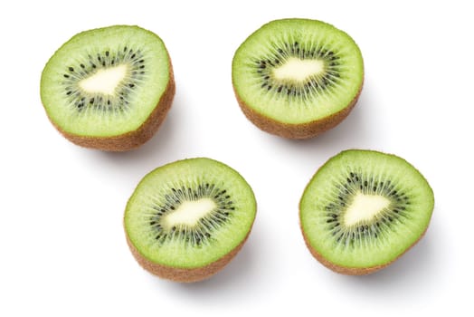 kiwi fruit isolated on white background. top view