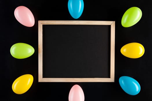 Traditional Easter eggs on a black background