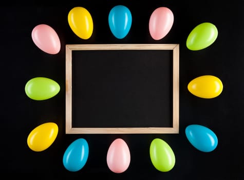 Traditional Easter eggs on a black background