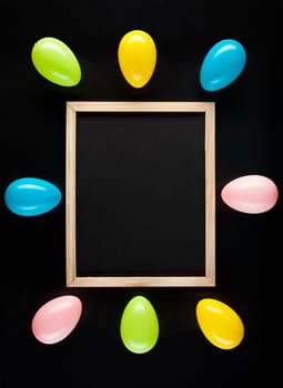 Traditional Easter eggs on a black background