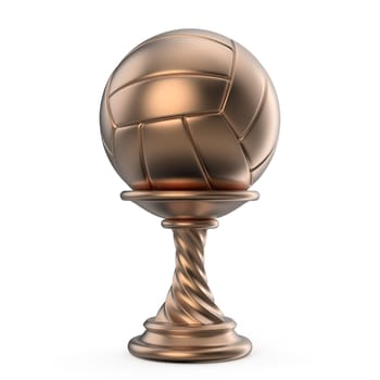 Bronze trophy cup VOLLEYBALL 3D render illustration isolated on white background