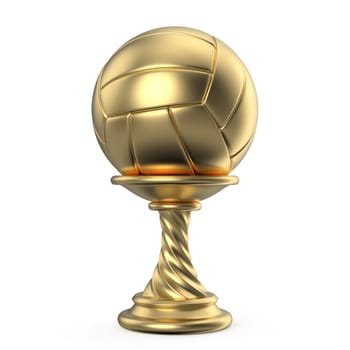 Gold trophy cup VOLLEYBALL 3D render illustration isolated on white background