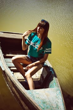 portrait attractive women in sports T-shirt Posing