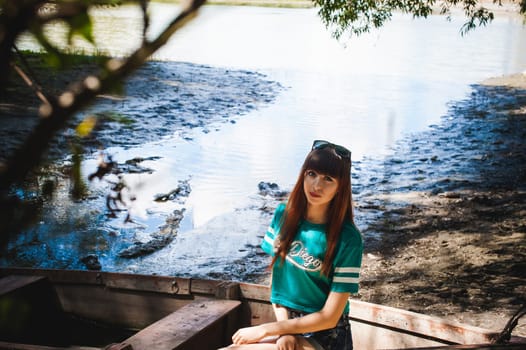 portrait attractive women in sports T-shirt Posing