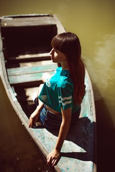 portrait attractive women in sports T-shirt Posing