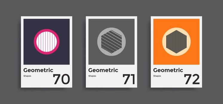 Minimal abstract posters set. Covers templates collection with graphic geometric shapes elements. Applicable for brochures, posters, covers and banners. Vector illustrations