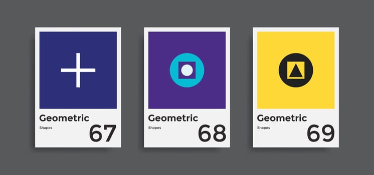 Minimal abstract posters set. Covers templates collection with graphic geometric shapes elements. Applicable for brochures, posters, covers and banners. Vector illustrations