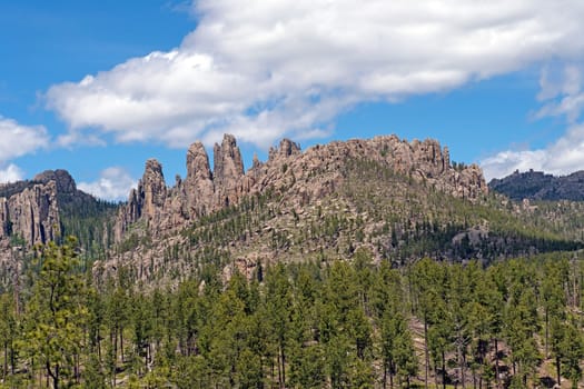 Dramatic Mountain Ridge in the Needles Section of the Black Hills in Custer State Park in South Dakota