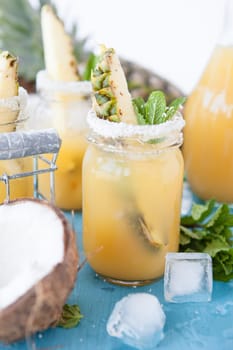 Fruity cocktail with pineapple and coconut