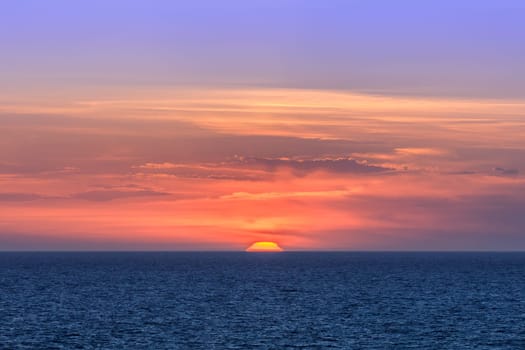 beautiful sunset at sea. The Tyrrhenian Sea, Italy