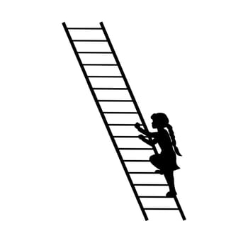 Silhouette girl up climbing stair. Vector illustration