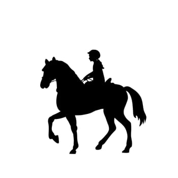 Silhouette girl rider horseback equitation. Vector illustration