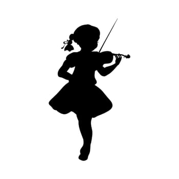 Silhouette girl music plays violin. Vector illustration