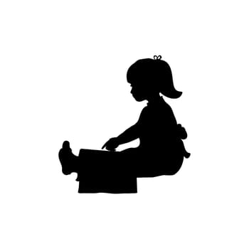 Silhouette of girl reading books. Vector illustration