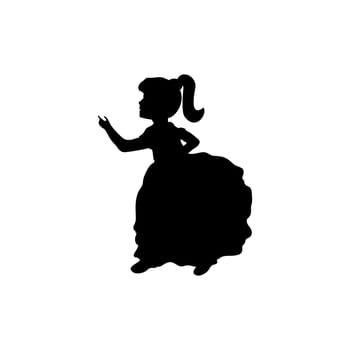 Silhouette girl with presentation up. Vector illustration