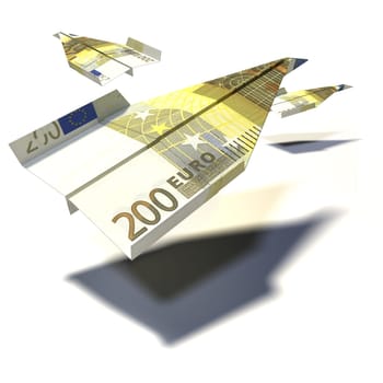 Paper plane from a 200 Euro note
