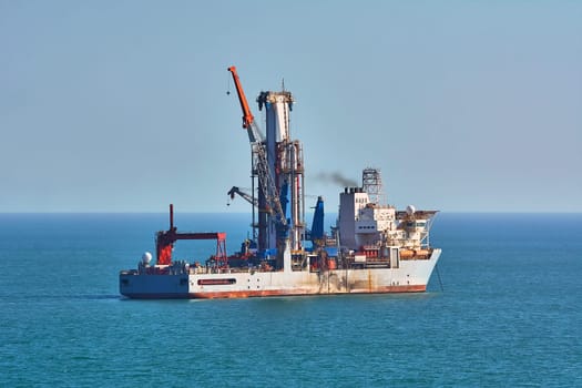 Drill Ship works in the Black Sea
