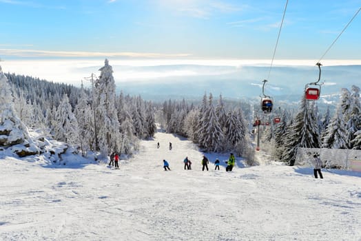 Winter landscape,winter sports,snow-covered landscape at the Ochsenkopf