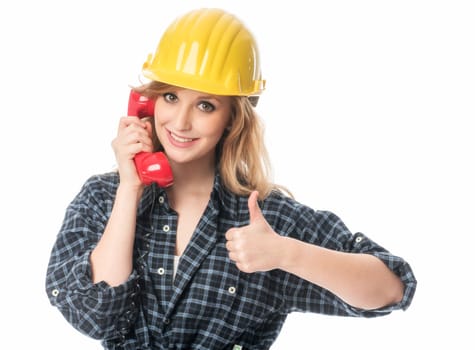 Craftsman on the phone shows thumbs up