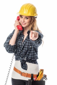 Female craftsman on the phone