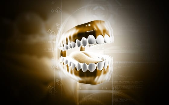 Digital illustration of Teeth set in colour background