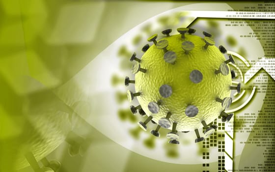 Digital illustration of HIV Virus in colour background