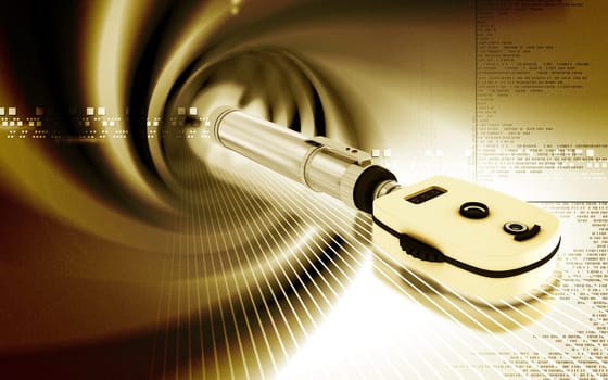 Digital illustration of ophthalmoscope in colour background