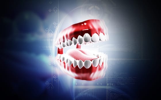 Digital illustration of Teeth set in colour background