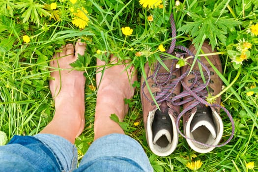 Barefoot in the grass