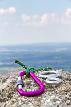 Carabiner on the rock