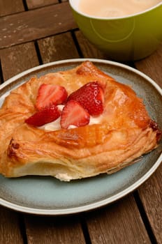 Danish pastry with fresh strawberries