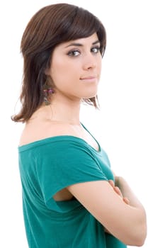 young casual beautiful woman, isolated in white