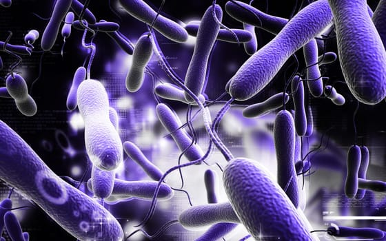 Digital illustration of cholera bacteria in colour background