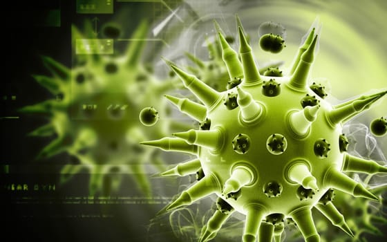 Digital illustration of Flu virus in colour background