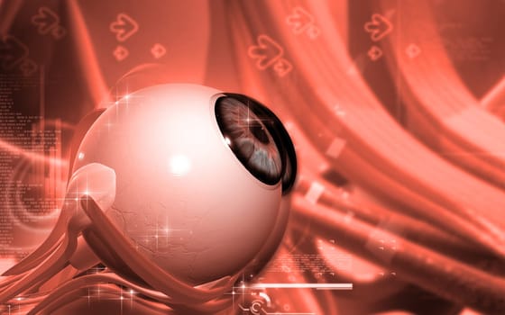 Digital illustration of eye in colour background