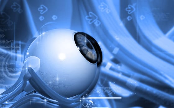 Digital illustration of eye in colour background