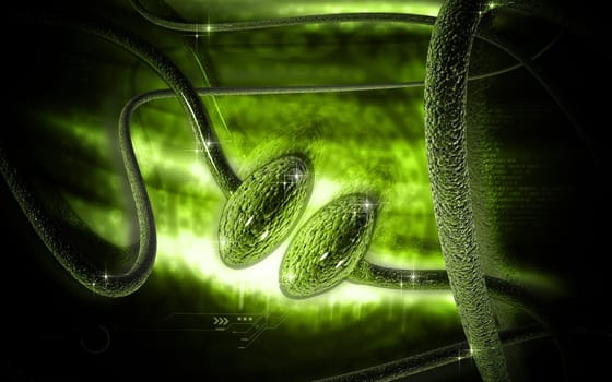 Digital illustration of synapse in colour background