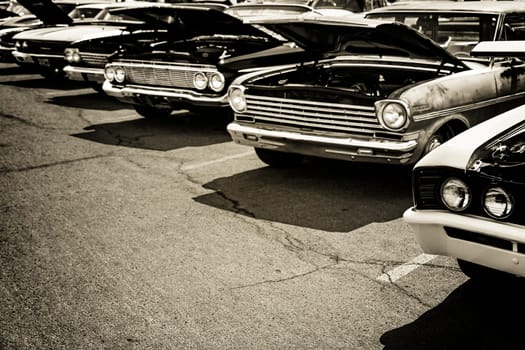 Classic cars parked in a row