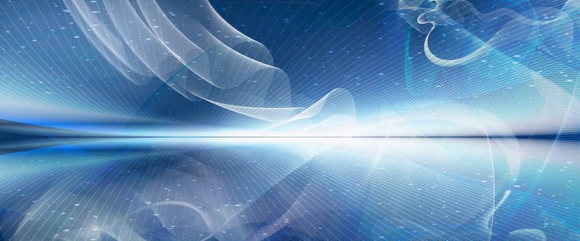 abstract line mesh on background structure with horizon line. Waves,lines,space,movement,creativity,symbol,dynamics,net,computer,technology,banner,concept.