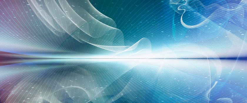 abstract line mesh on background structure with horizon line. Waves,lines,space,movement,creativity,symbol,dynamics,net,computer,technology,banner,concept.